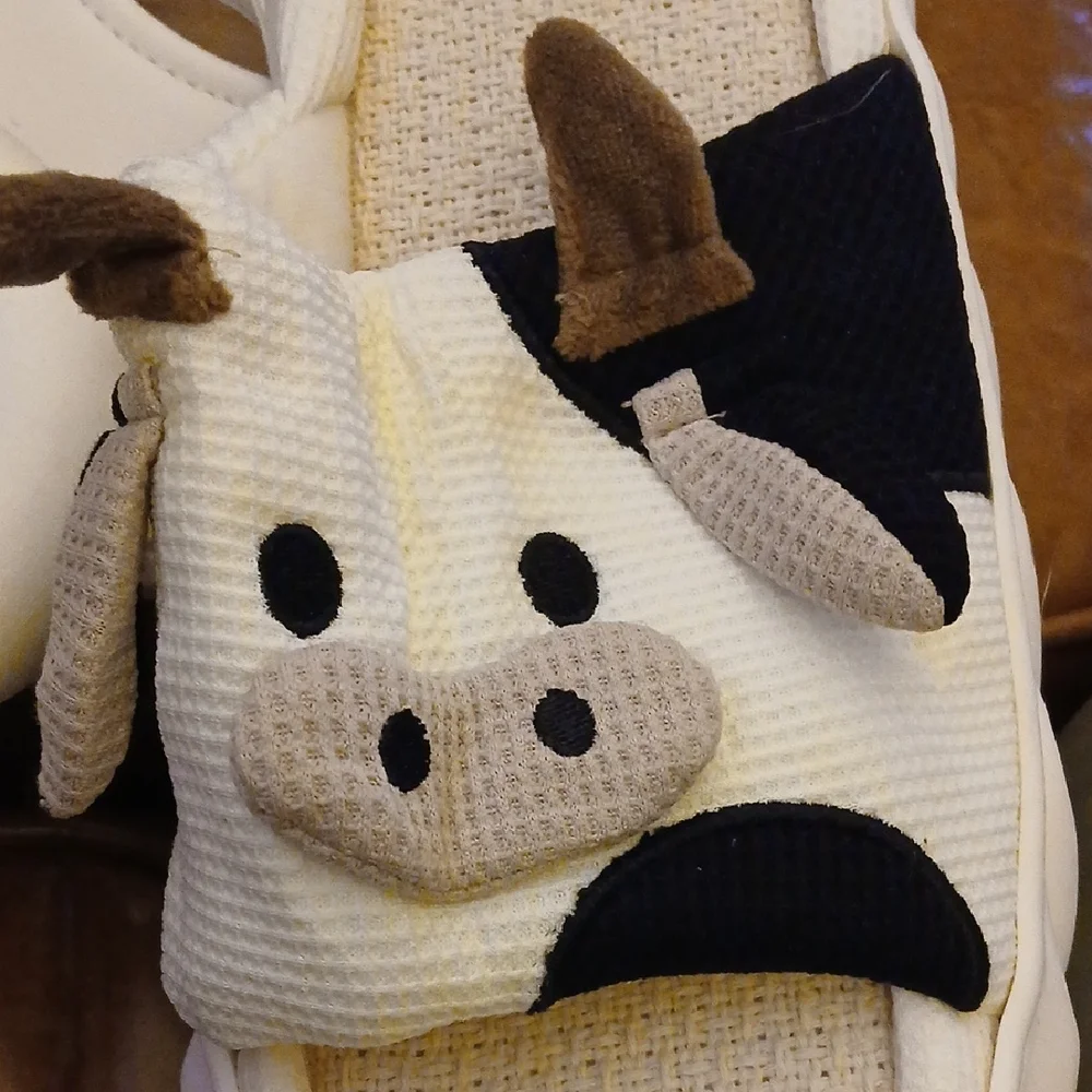 Cow Face! Padded Slippers Womans 11.5 Mens 10 - Picture 5 of 10